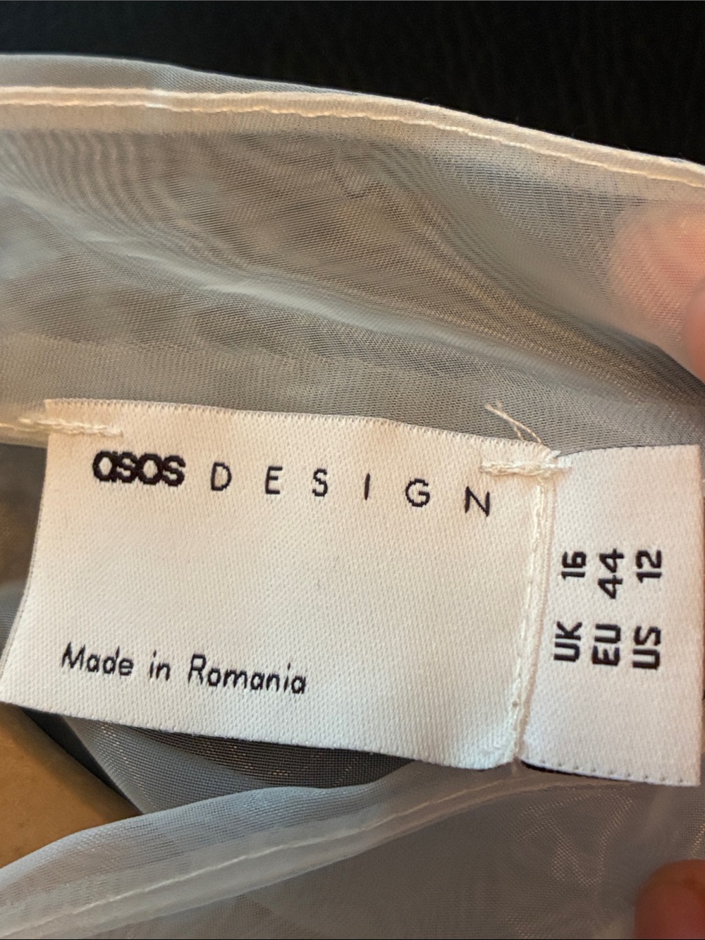 Asos Design Sheer Organza Halter Overlay Ruffled Front in White. Size 12 - Picture 6 of 8